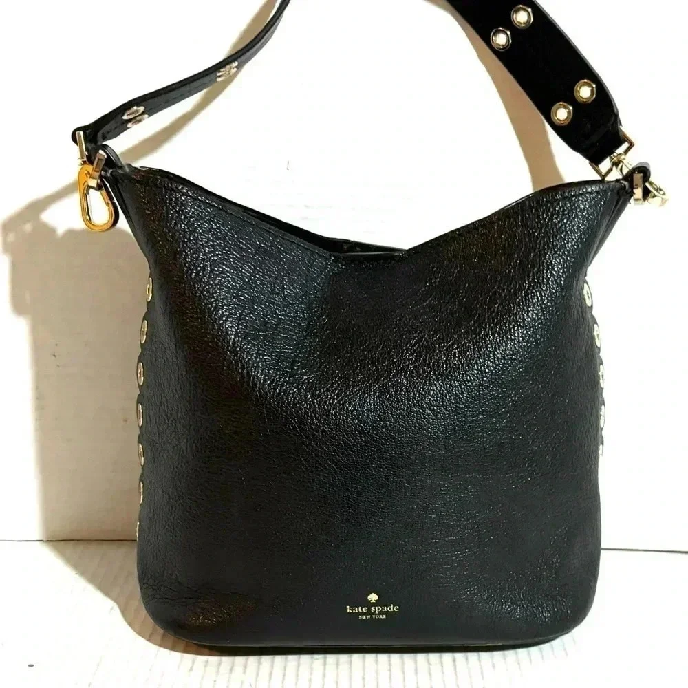 Kate spade black leather shoulder handbag